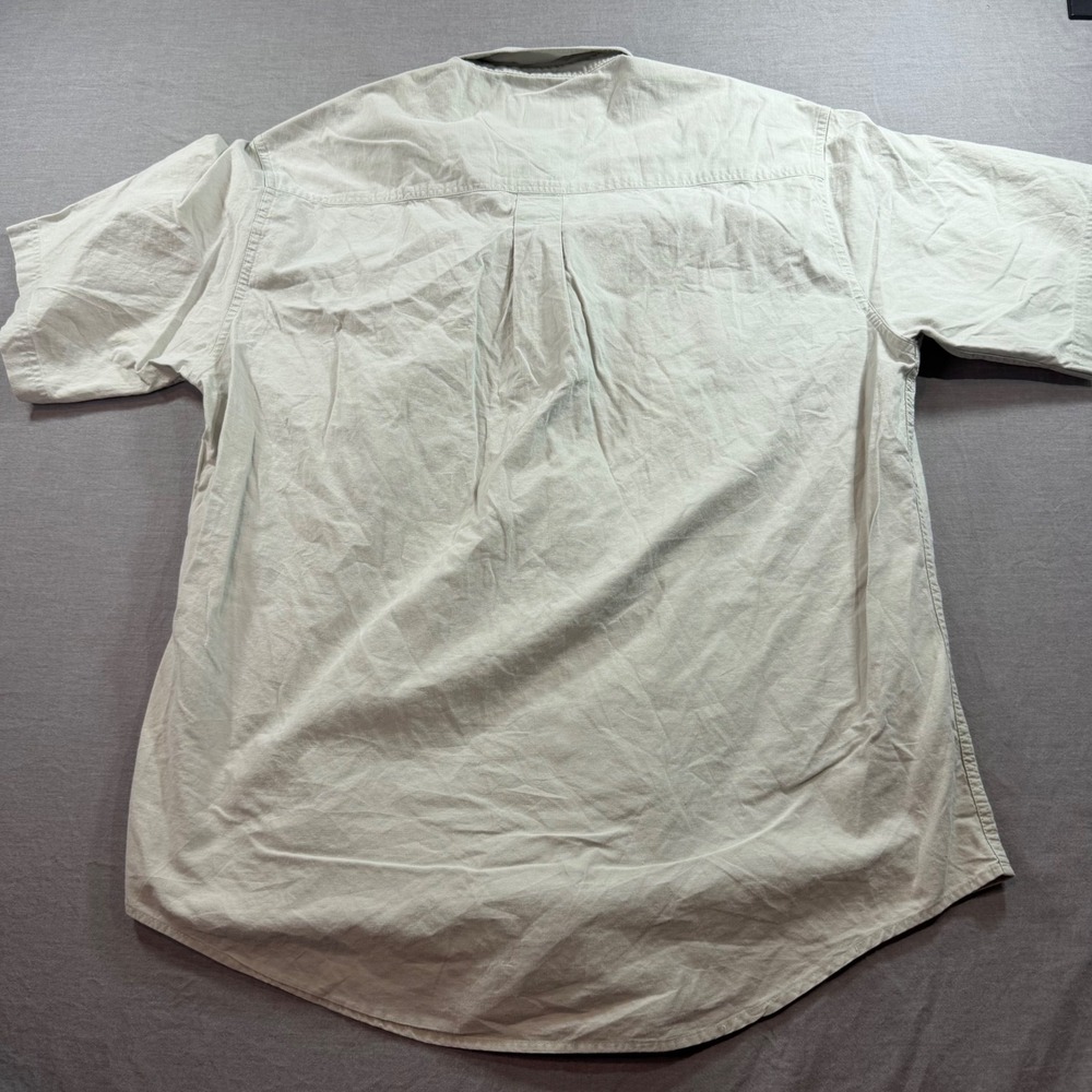 Woolrich Button Down Shirt Mens L Tan Cotton Short Sleeve Utility Pockets EUC - Picture 8 of 8